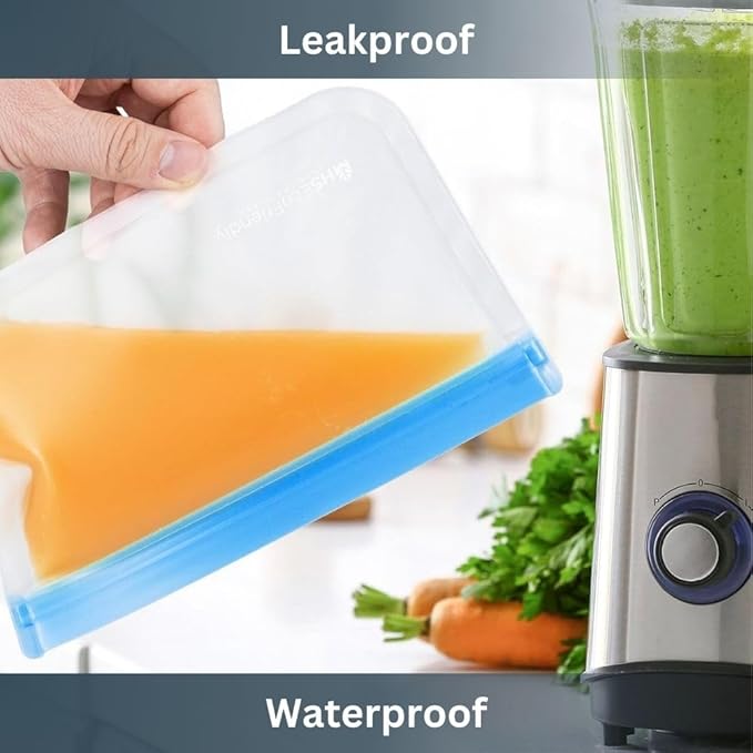 MHSEcoFriendly® Meal Prep Storage Kit - 15 Reusable Freezer Bags, Baggy Rack, & 20 Strong Freezer Labels | BPA-Free, Leakproof, & Multipurpose Food Storage