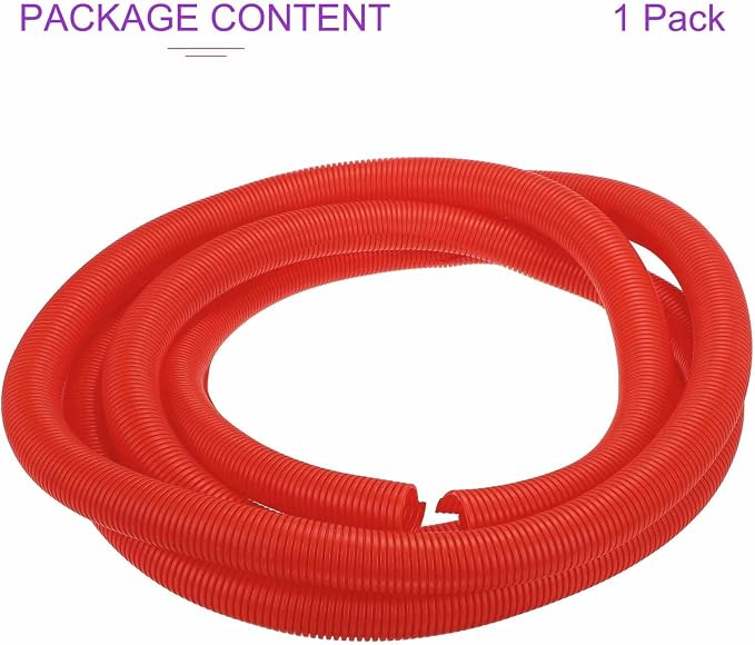 DMiotech 50ft Wire Loom Split Tubing 1 1/2 Inch(38.1mm) ID, Cord Protectors from Pet Flexible Conduit Cable Management for Office Home Garden, Red