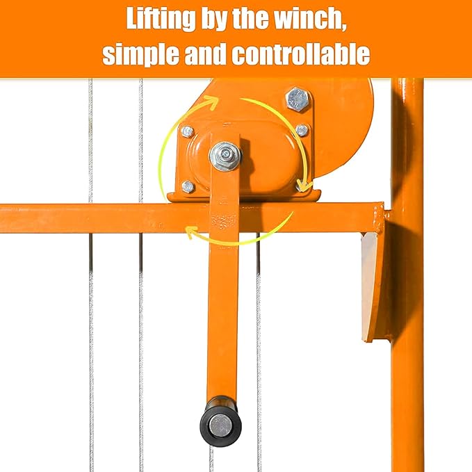 Tory Carrier Material Lift Winch Stacker, 440 lbs Capacity Pallet Stacker, 35.4" Lifting Height, Pallet Truck Dolly, Swivel Casters Lift Table Cart, Forklift with Steel Platform(Yellow)