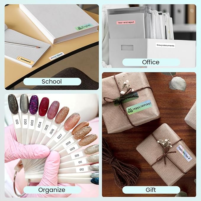 Phomemo Label Maker Machine with Tapes - White/Clear/Gold Labels, D30 Portable Handheld Bluetooth Mini Label Makers, Multiple Templates Fonts Icon, Thermal Small Label Printer Rechargeable for Home