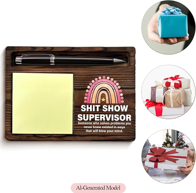 Boss Gifts Funny Sticky Note Holder, Humor Gift for Boss Supervisor Leader Manager Birthday Christmas, Funny Gifts for Bosses Lady Office Post it Note Dispenser for Office Desk Decor