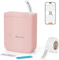 D110 Label Maker Machine with Tape, Bluetooth Mini Label Maker with Various Templates, Wireless Portable Small Label Printer for Home, Office, Schoo, Pink