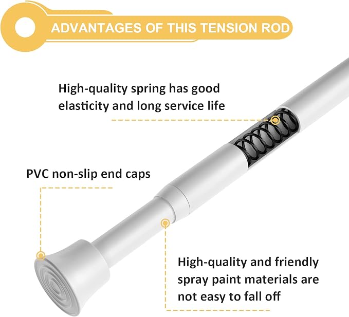KXLife Spring Tension Curtain Rod Adjustable 11-17 Inch, 3Pcs, White | No Drilling, Expandable Spring Loaded, Suitable for Window, Sidelight, Kitchen and Small Spaces