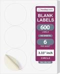 NextDayLabels 3.33 Inch Round Circle Stickers White Blank Labels for Laser Inkjet Printer - 6 Per Sheet Self-Adhesive Product Packaging Logo Made in USA - 600 Labels