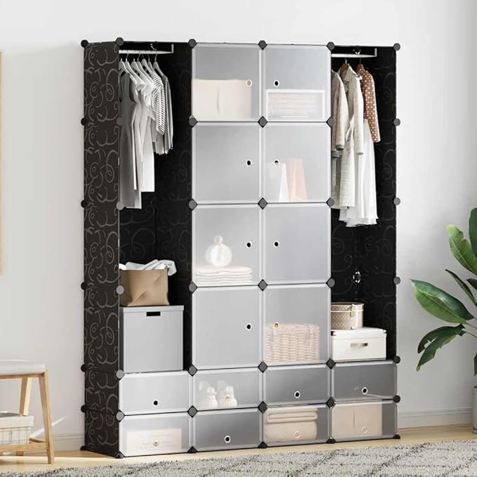 vidaXL Modular Storage Black and White Plastic and Steel Wire