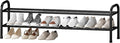 STO STO Long Expandable Shoe Rack 2-Tier, Adjustable Length 33.7”–47.5” Shoe Organizer, Metal Shoes Storage Shelf, Holds Up to 18 Pairs, Non-Slip Feet, for Closet, Entryway, Hallway, Front Door, Black