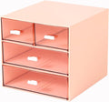 MILULUGO Makeup Organizer with 4 Drawers, Desk Organizer, Cosmetics Storage Box for nail polish, Lipstick, Brushes, Jewelry, Skincare, Bathroom Organization Boxes - Pink