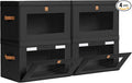 Homsorout Collapsible Storage Bins - Large Stackable Organizer Bins, Decorative Boxes with Handles & Window, Fabric Containers for Living Room, Closet, Dorm, 4 Pack, Black