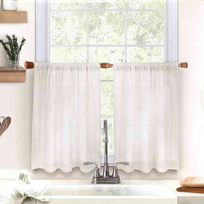 AIZESI 2PCS Curtain Rods Small Tension Rod 17 to 28 Inch Extendable Spring Curtain Rods Wood Color Tension Curtain Rod Short Spring Tension Rod for Window