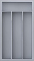 Silverware Organizer, Bamboo Kitchen Drawer Organizer, Utensil Holder, Cutlery Tray & Spoon Flatware Storage with Grooved Drawer Dividers (Grey, 6.7''W x 12''D)