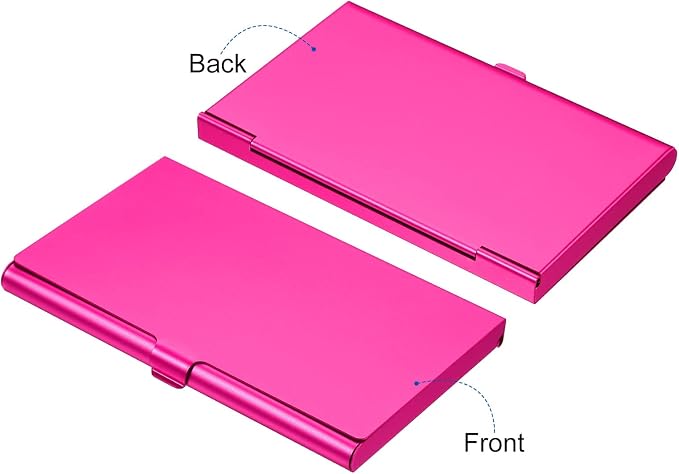PATIKIL Business Card Holder, Aluminum Alloy Flip Cover Slim Name Cards Case for Women Men, Rose Red
