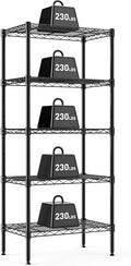 HealSmart 5-Tier Metal Wire Storage Shelves, Adjustable Standing Storage Rack Shelf, Heavy Duty Steel Shelving Unit Organizers for Kitchen Bathroom Pantry Garage, 23.3" W×13.4" D×60" H, Black
