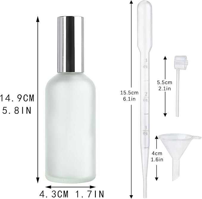 YU FENG 3 Pack 100ml/3.4 Oz Glass Perfume Bottles, Refillable Atomizer | Value Pack, Clear Glass Bottle, Fine Mist Sprayer, Leak Resistant Design, Great For Perfume, Essential Oils And Travel