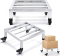 2 Pack Dunnage Rack with Caster Wheels, 13.78" L x 13.78" W x 6.5" H, 2.5" Wheel Height, Heavy Duty Stainless Steel Mobile Food Storage Rack, Commercial Floor Stand for Kitchen Restaurant