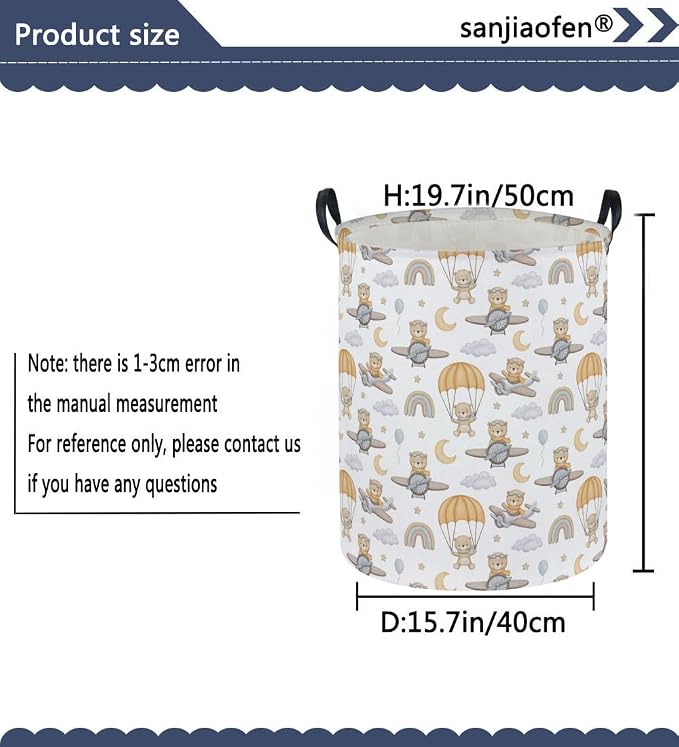 Kids Laundry Hamper,Animal Laundry Basket Collapsible Bear Storage Baskets for Home Decor,Office,Home Organizer,(Airplane Bear
