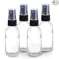 Wedama 2 oz Mini Glass Spray Bottles, Empty Small Spray Bottles with Funnel Dropper, Fine Mist for Hair, Travel, Plants, Cleaning Solutions and Skin Care (4 Pack Clear)