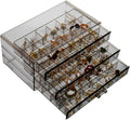 YUFONG Earring Storage Box Organizer 3 Drawers Acrylic Jewelry Storage Box Holder Transparent Jewelry Display Stand with 72 Small Compartments Gift for Women Girls (Clear Black)
