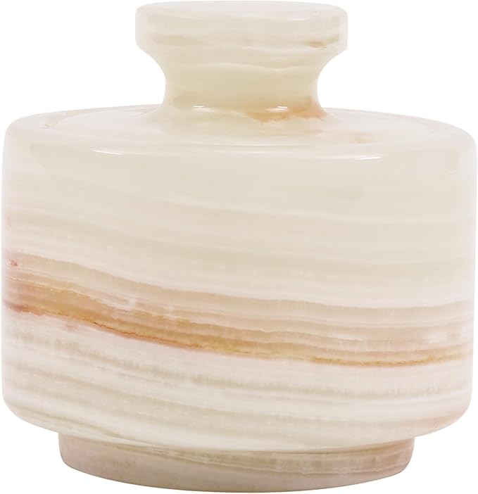 MARBLOUS KRAFTS Marble Salt Cellar 3 Inch White Onyx Salt Holder With Lid for Spice Jar & Stone Salt Container, Modern Sugar Bowl
