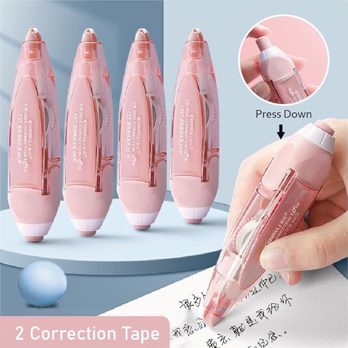 39PCS Macaron color School Supplies set，5 ballpoint pens，notebooks, pencil cse, sticky notes ，6mechanical pencil，2Correction Tapes，4fluorescent pens