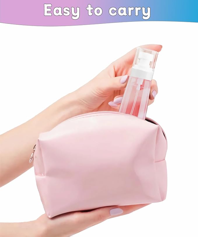 6 Pack Small Spray Bottles - Travel Size 3 Pack 1oz/30ml and 3 Pack 2oz/60ml with 3pcs Funnels, Fine Mist Mini Plastic Refillable Spray Bottles - Pink