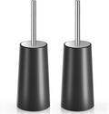 Toilet Brush and Holder, 2 Pack Toilet Brush with 304 Stainless Steel Long Handle, Toilet Bowl Brush for Bathroom Toilet-Ergonomic, Elegant,Durable (Black)