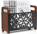 Magazine Holder,Oak Wood Magazine Rack Floor,Lotus Pattern | Rustic Magazine File Holder Organizer,Decorative Magazines Storage Basket for Books,Newspapers,Mails,Files