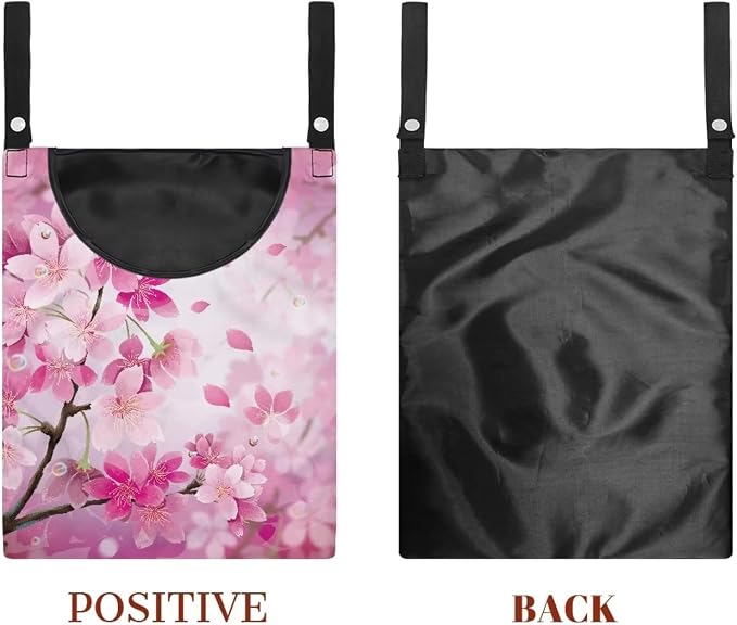 Cherry Blossom Clothespin Bag Space-Saving Laundry Hanging Storage Organizer Clothes Pin Hanging Bag with Rope Holds 100 Clothes Pins for Clothesline Outdoor Clothespin Accessory Bag