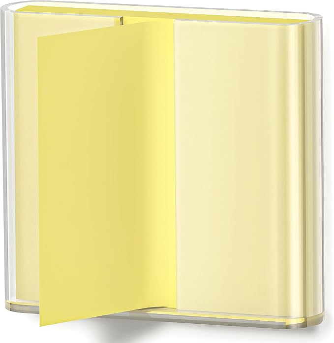 Sticky Note Dispenser, Magnetic Sticky Note Holder for Post It Notes, 3 x 3 Inch Sticky Note Organizer for Office Home Classroom, Transparent, Acrylic