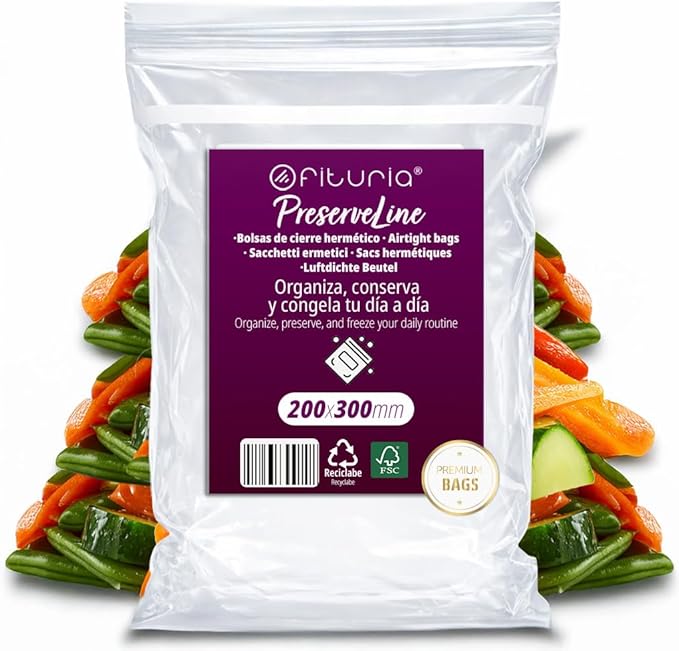 Ofituria Transparent Zip Bags 200 x 300 mm with Airtight Seal, Zip Bags for Food, Snacks, Freezing as well as Kitchen and Travel Organisation - Ofituria (50 Bags)