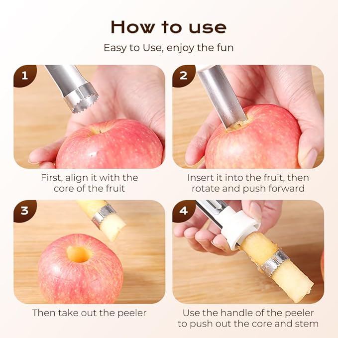 2 in 1 Apple Corer and Peeler Tool, 2026 Upgrade Stainless Steel Red Bell Pepper Seed Corer, Multi-Purpose Apple Corer for Home Kitchen, Vegetable Fruit Kitchen Gadget (1, Green)