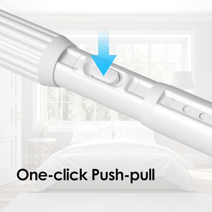 White Heavy Duty Tension Shower Curtain Rod 41-67 Inches for Bathroom, Window, Adjustable Spring Rod for Closet, Doorway, No Drilling,One-bond stretching