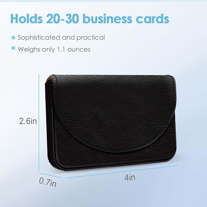 Business Card Holder，PU Leather Business Card Case Color Printing Pattern Card Holder Wallet，Pockets Magnetic Credit Card Holders for Men and Women，Black