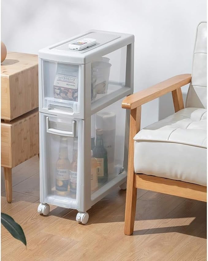 Storage Bins Sleeve Drawer Storage Cabinet 20cm Wide Bathroom Bathroom Refrigerator Sofa Bed Kitchen Bed Slot Rack(2 layers)