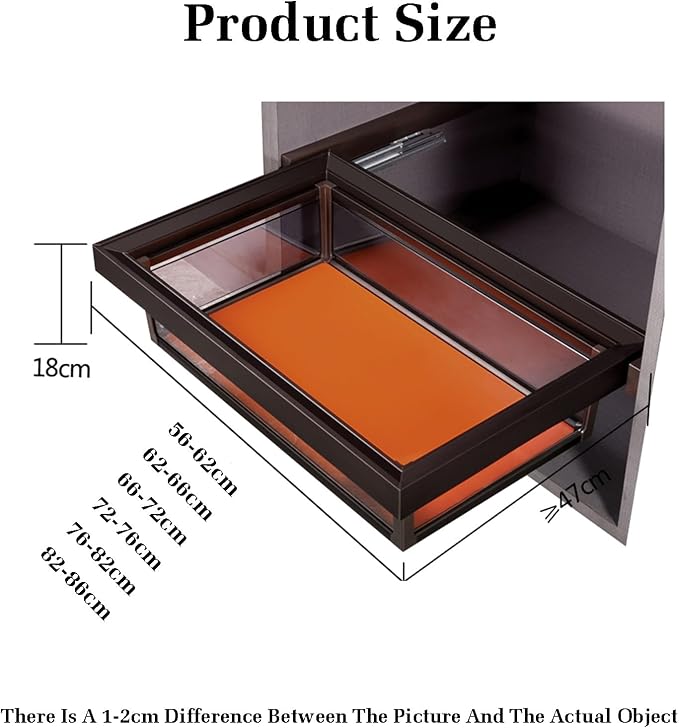 Pull Out Cabinet Storage Basket,Telescopic Coat Drawer for Kitchen,Stackable Detachable Baskets Closet Storage Box,for Kitchen Office Wardrobes Cupboard Storage(Orange,47x72x18cm)