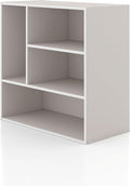 Homes: Inside + Out Apexa 4-Vertical Storage Organizer Shelves, Stackable Wood Bookcase for Organization, Dorm Teen Room Decor & Home Office, Taupe Grey