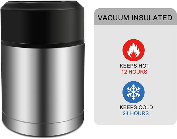 28oz Soup Thermos, Stainless Steel Thermos for Hot Food, Wide Mouth Food Thermos Jar, Insulated Lunch Container Leak Proof Vacuum Thermal Flask (silver)