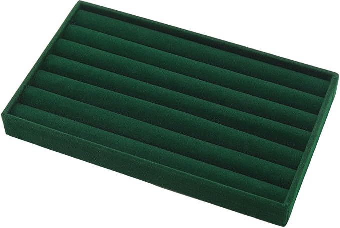 Velvet Jewelry Organizer Trays Dark Green Stackable Jewelry Storage Display Tray, 8 Rolls