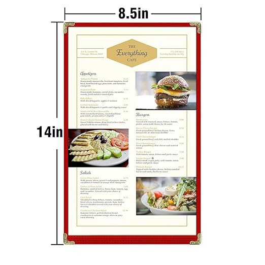 Goodsmart Restaurant Menu Covers – 25 Pack Red 2-View, Top-Loading Menu Holders, Vinyl & Plastic Café Menu Covers, Clear Menu Sleeves, Fits 8.5" x 14", Leather-Style Design, Gold Corners