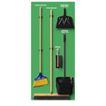 Clean & Sweep 5S Shadow Board/Wall Mount Broom Holder, 68" x 30" Board, 5S Cleaning Station - with Broom and Dustpan Set Included, Made in The USA by AccuformNMC, Green/Black, PSB716GNBK