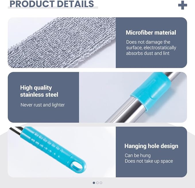 2026 Upgrade Retractable Gap Dust Clean, Extendable Duster Cleaning Tool for Hard-to-Reach Areas, Washable Dusting Brush for Ceiling Blinds Under Furniture (2)