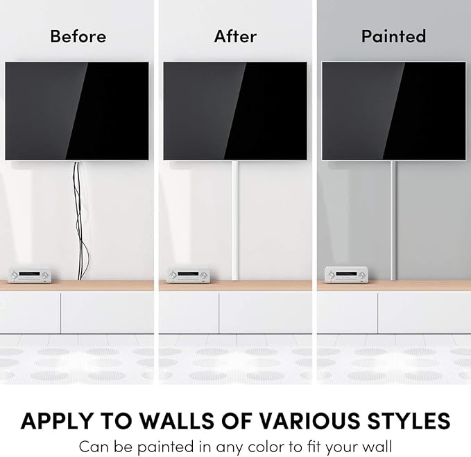Cord Covers for Wires on Wall - 150in Cable Management Cable Hider - Cord Hiders for TV On Wall - Paintable Cable Concealer - Wire Covers for Cords - 10X (L16 x W1.1 x H0.55) - Large | White
