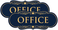 All Quality Designer Office Sign | Easy Installation - Blue/Gold - Small (2 Pack)