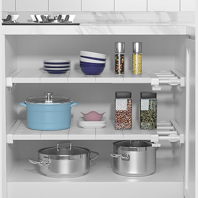 iayokocc Expandable Closet Tension Shelf Rod, Adjustable Metal Storage Rack,DIY Organizer Divider Separator for Cabinet Wardrobe Cupboard Kitchen Bathroom(Size:38-60cm)