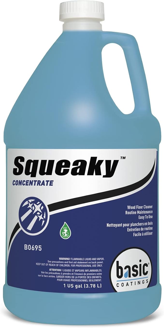 Basic Coatings Squeaky Hardwood Laminate Cleaner Concentrate, 1 gal | Hardwood Floor Cleaner, Laminate Floor Cleaner, No Residue, Cleans Tough Dirt and Grease