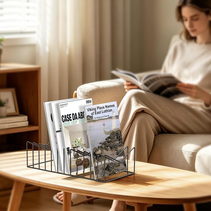 2 Sets 12 Sections Metal Desk Organizer,Office File Holder for Clipboard,Manila Folder,Book & Magazine, Iron Desktop Storage for Kitchen Utensil & Cable,Home Office Organization
