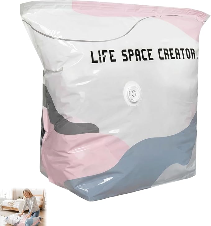 No Pump Vacuum Storage Bags, Large Cube Vacuum Seal Bags for Clothes, Comforters & Bedding, Space Saver Storage Bags, Press & Seal Compression Bags for Off-Season Storage, 31.5 x 39.4 x12.6in