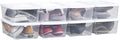 6 Quart Stackable Plastic Storage Shoebox, BPA-Free Nestable Container with Latching Lid to Organize Shoes, See-Through Box for Home and Office, Multi-Purpose Clear Bins (White, 8 Pack)