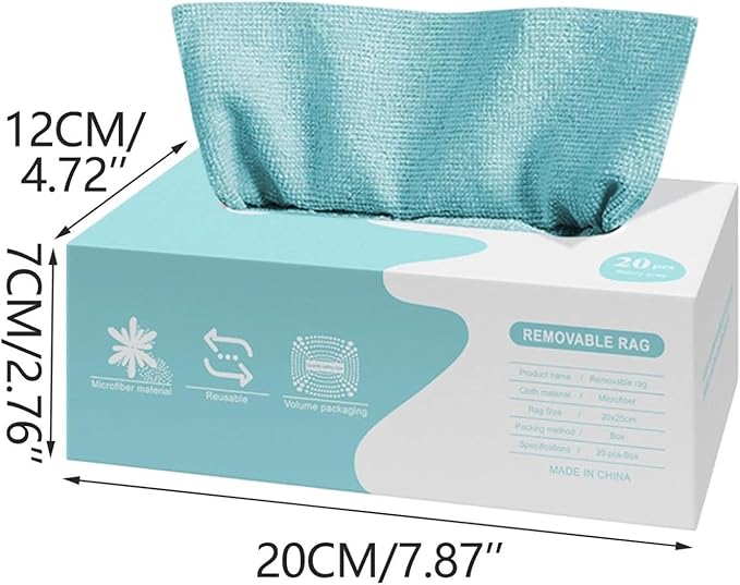 Microfiber Cleaning Cloths in Box, 20 Pack Extract Towels, Lint Free Reusable Rags for Household Kitchen Cleaning, Ultra Absorbent Multi-Purpose Wipes for Car Wash Detailing (01)