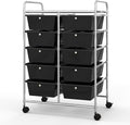 BECOMFORT 10-Drawer Rolling Cart with Drawers, Storage Cart on Wheels, Teacher Classroom Organizers with Metal Frame, Mobile Craft Cart, Trolley Utility Cart for School Office Play Room