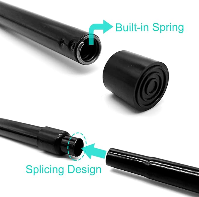 Short Small Spliced Tension Rod 30"-42", Black